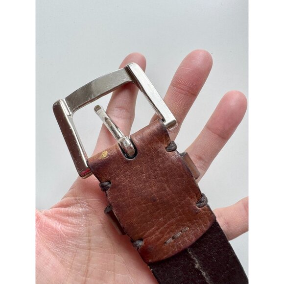 LEVI'S Brown Leather Silver Buckle Hip Belt, Size 40 - Picture 12 of 14